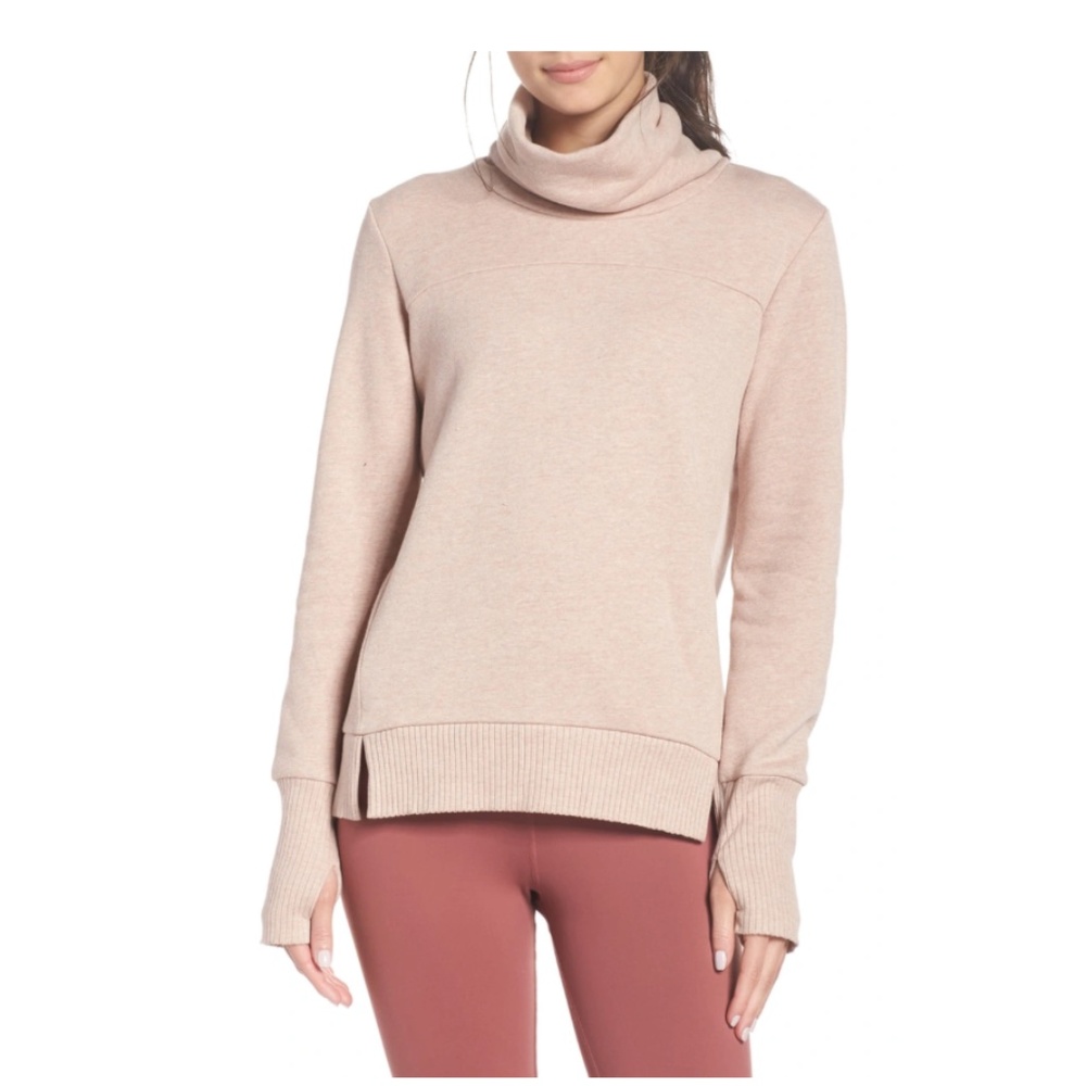 Alo Yoga Haze Funnel Neck Sweatshirt in Color Nectar Heather, Size Small